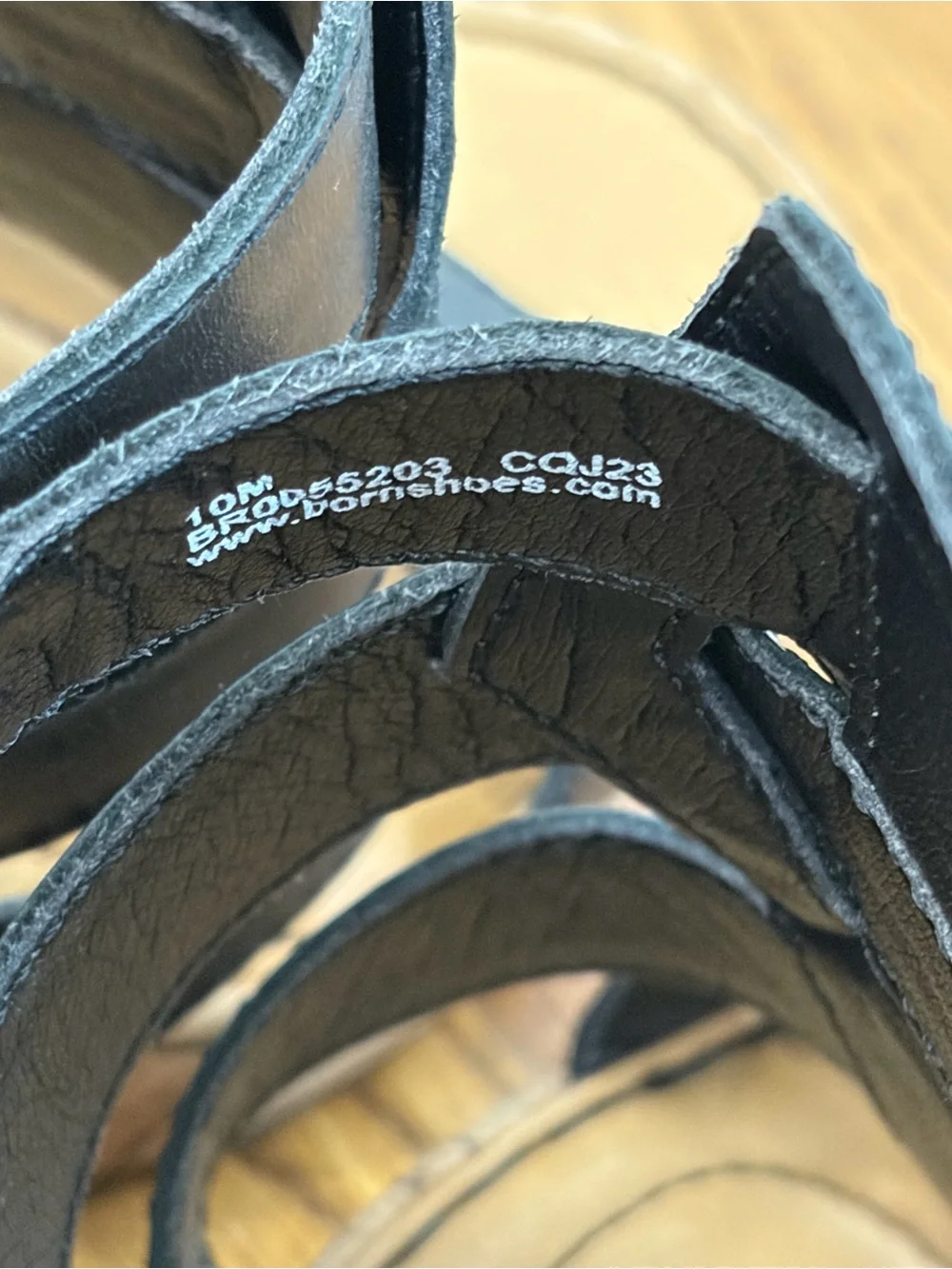 NWT Børn BERNESE Black Leather Strappy Cork Wedge Sandals (10)